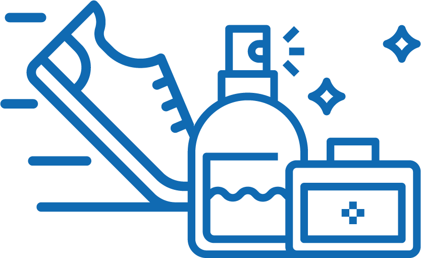 Ícone de um sapato e perfumes que representa o mercado moda e perfumaria